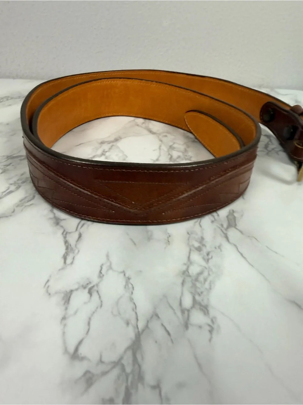 Lucchese boot co leather brown belt size 34
